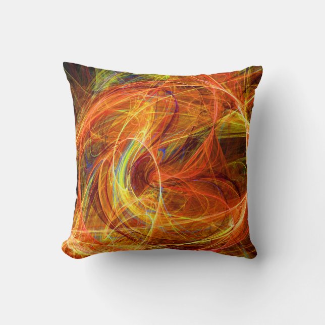 CRAZY PHOTON Abstrakt Red Gult Fractaler,Swirls Kudde (Framsida)