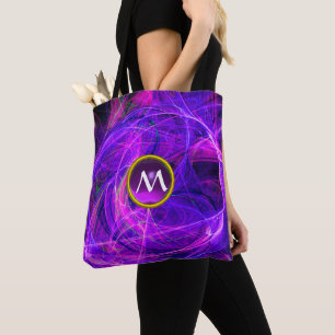 CRAZY PHOTON GEM MONOGRAM Lila Blue Fractalals Tygkasse