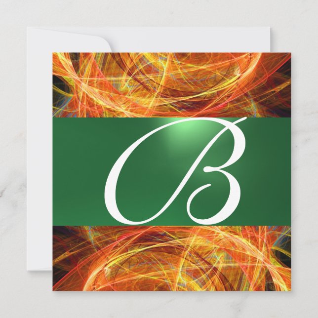 CRAZY PHOTON MONOGRAM gult emerald grönt Inbjudningar (Framsida)