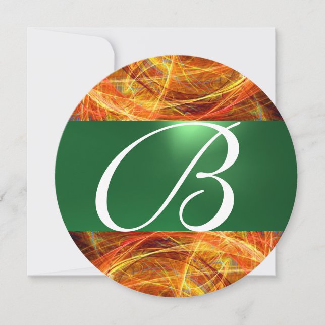 CRAZY PHOTON MONOGRAM gult emerald grönt Inbjudningar (Framsida)