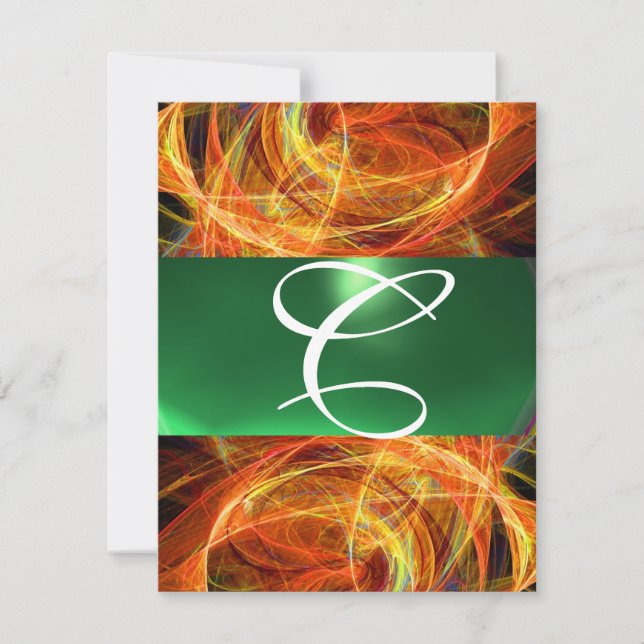 CRAZY PHOTON MONOGRAM gult emerald grönt Inbjudningar (Framsida)