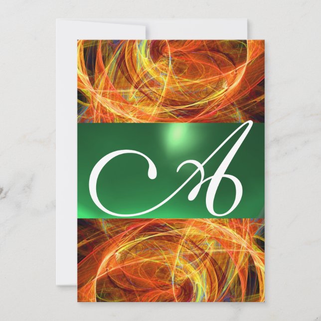 CRAZY PHOTON MONOGRAM gult emerald grönt Inbjudningar (Framsida)