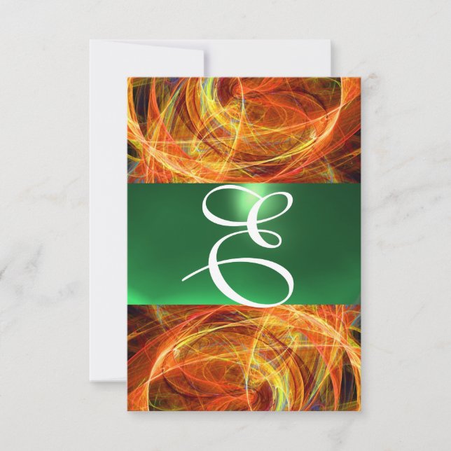CRAZY PHOTON MONOGRAM gult emerald grönt Inbjudningar (Framsida)