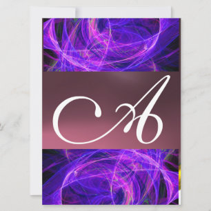 CRAZY PHOTON MONOGRAM lila svart Inbjudningar