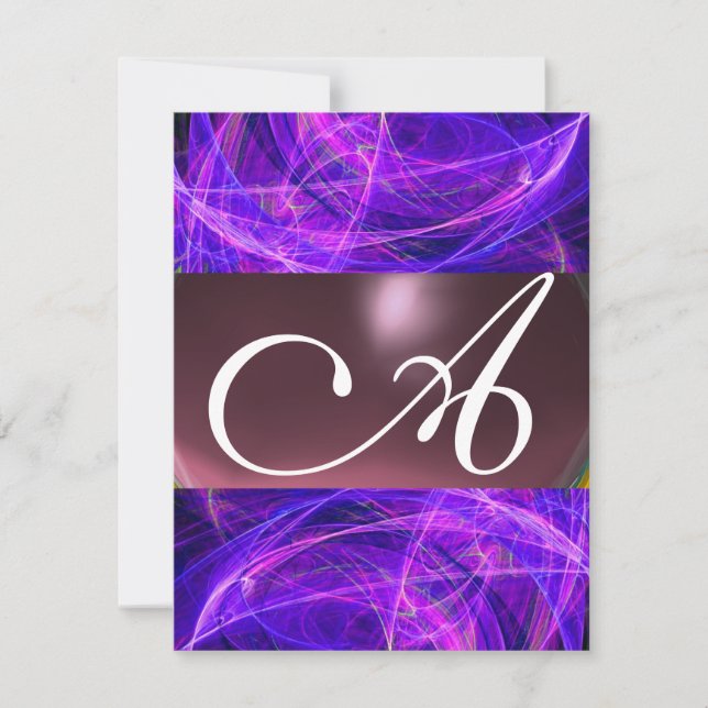 CRAZY PHOTON MONOGRAM lila svart Inbjudningar (Framsida)