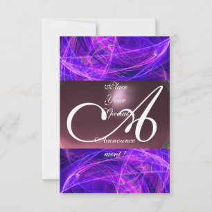 CRAZY PHOTON MONOGRAM lila svart osa Inbjudningar
