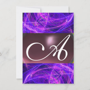 CRAZY PHOTON MONOGRAM lila svart osa Inbjudningar