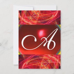CRAZY PHOTON MONOGRAM Red Black rosa osa Inbjudningar