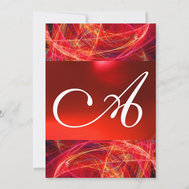 CRAZY PHOTON MONOGRAM röd svart rosa Inbjudningar (Framsida)
