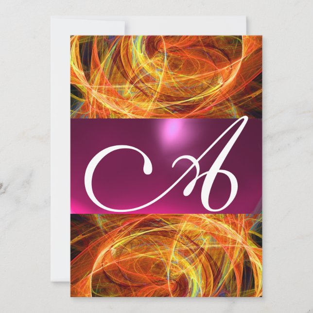 CRAZY PHOTON MONOGRAM Svart rosa Inbjudningar (Framsida)