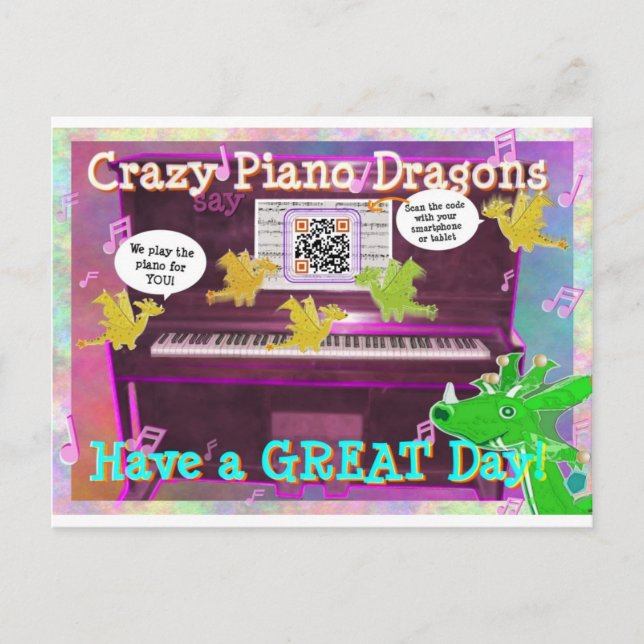 Crazy Piano Dragons säger att han har ett Underbar Vykort (Framsida)