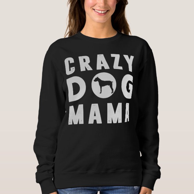 Crazy Pitbull Hund Mamma T Shirt (Framsida)