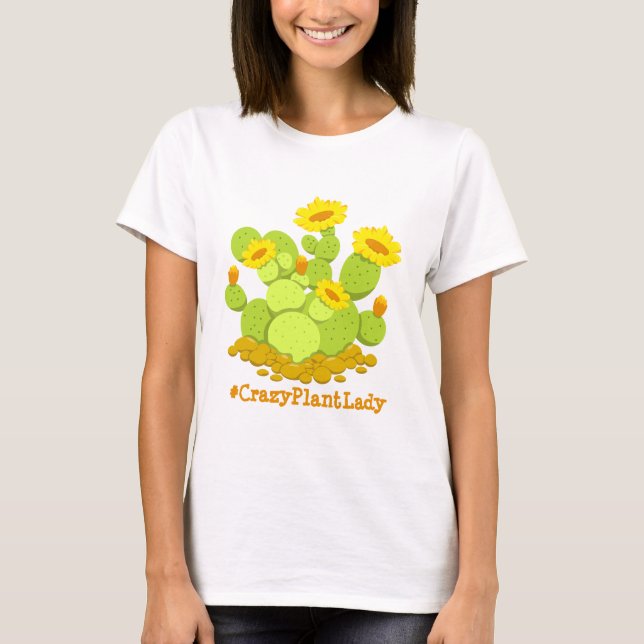 Crazy Plant Dam Cactus Blommigt Funny present till T Shirt (Framsida)