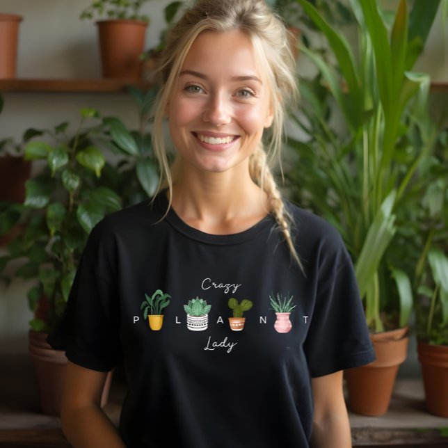 Crazy Plant Dam | Chic Vattenfärgade kransplantor T Shirt (Crazy Plant Lady | Chic Watercolor Potted Plants Tri-Blend Shirt)