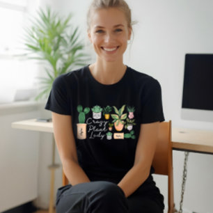 Crazy Plant Dam   Chic Vattenfärgade kransplantor T Shirt
