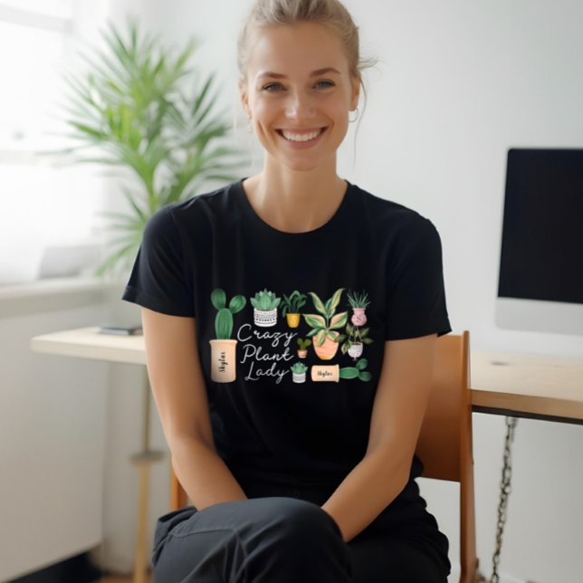 Crazy Plant Dam | Chic Vattenfärgade kransplantor T Shirt (Crazy Plant Lady | Chic Watercolor Potted Plants Tri-Blend Shirt
)