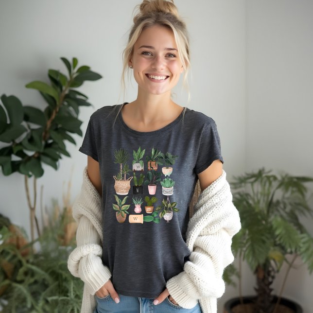 Crazy Plant Dam | Chic Vattenfärgade kransplantor T Shirt (Crazy Plant Lady | Chic Watercolor Potted Plants Tri-Blend Shirt)