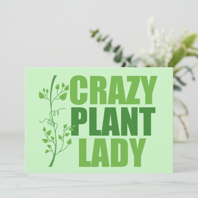 Crazy Plant Dam Cute Grönt Botanist Card (Stående Fram)