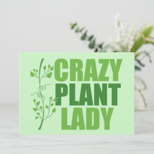 Crazy Plant Dam Cute Grönt Botanist Card