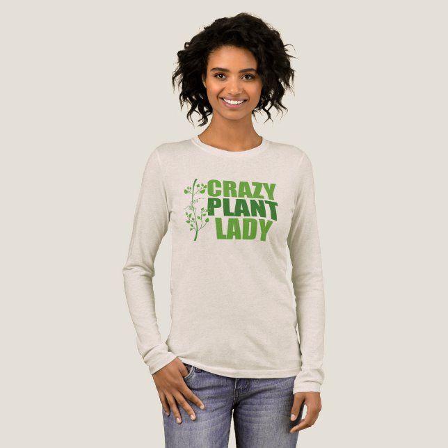 Crazy Plant Dam Cute Långärmad Women's T Shirt (Hel framsida)