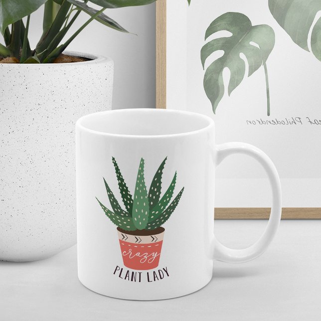 Crazy Plant Dam | Funy Plant Älskare Kaffemugg (Skapare uppladdad)