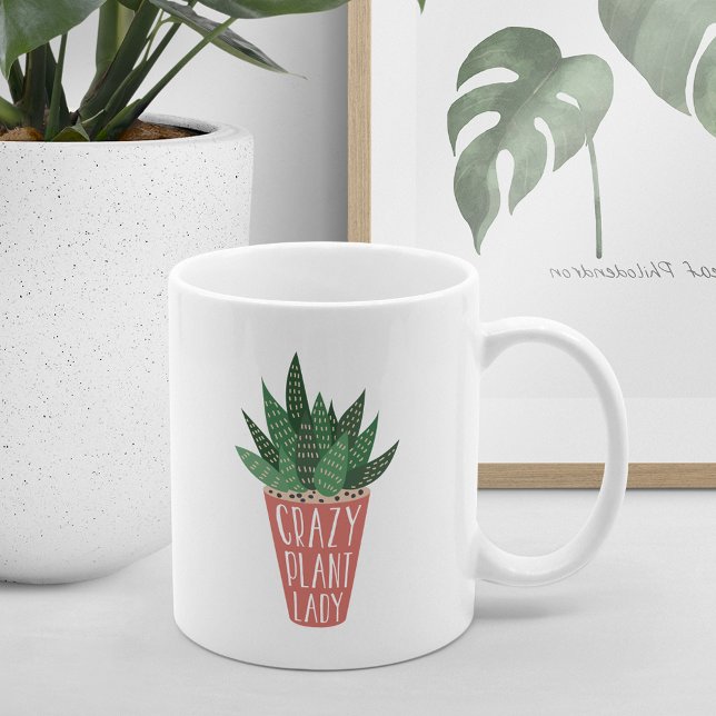 Crazy Plant Dam | Funy Plant Älskare Kaffemugg (Skapare uppladdad)