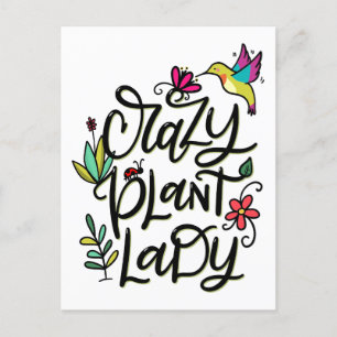 Crazy Plant Dam, Hand Lettered Vykort