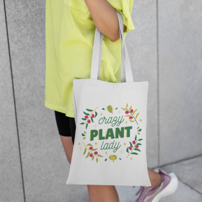 Crazy Plant Dam Lettering Tote Bag Tygkasse (Skapare uppladdad)