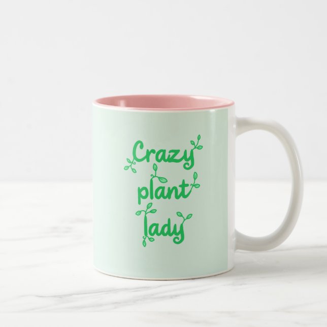 Crazy Plant Dam Mugg - Grönt på Pastel Grönt (Höger)