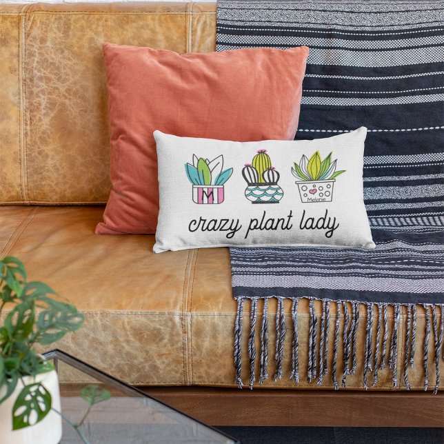 Crazy Plant Dam | Plantor i Hand plockade Lumbarkudde (Skapare uppladdad)