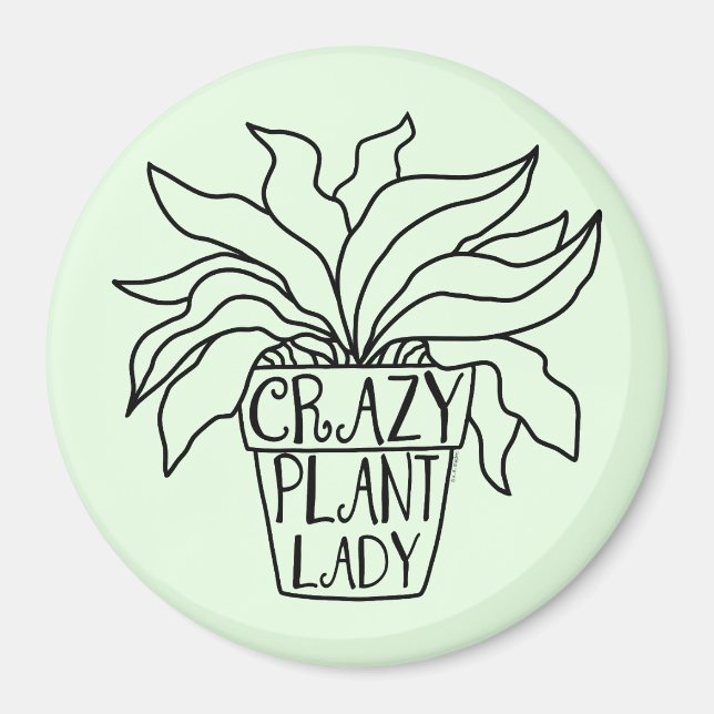Crazy Plant Dam Poted Houseplant Magnet (Framsidan)