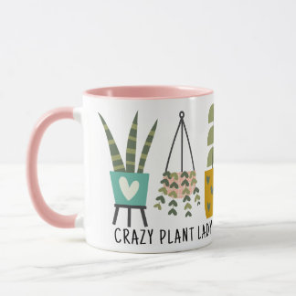 Crazy Plant Dam Roligt Pocksväxter Rosa Mugg