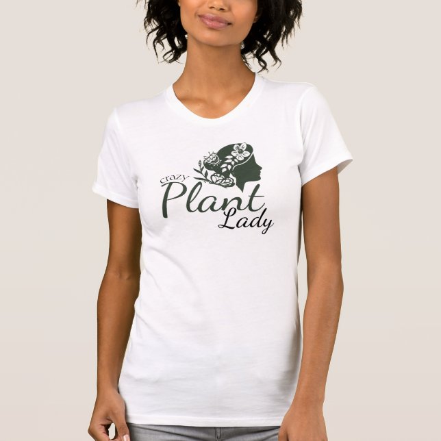 Crazy Plant Dam Silhouette Flowers och Butterfly T Shirt (Framsida)