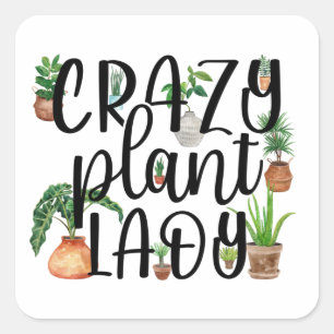 Crazy Plant Dam Sticker Fyrkantigt Klistermärke