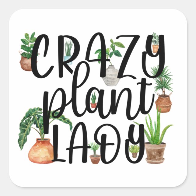 Crazy Plant Dam Sticker Fyrkantigt Klistermärke (Framsida)