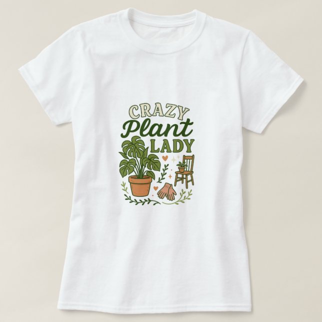 Crazy Plant Dam T Shirt (Design framsida)