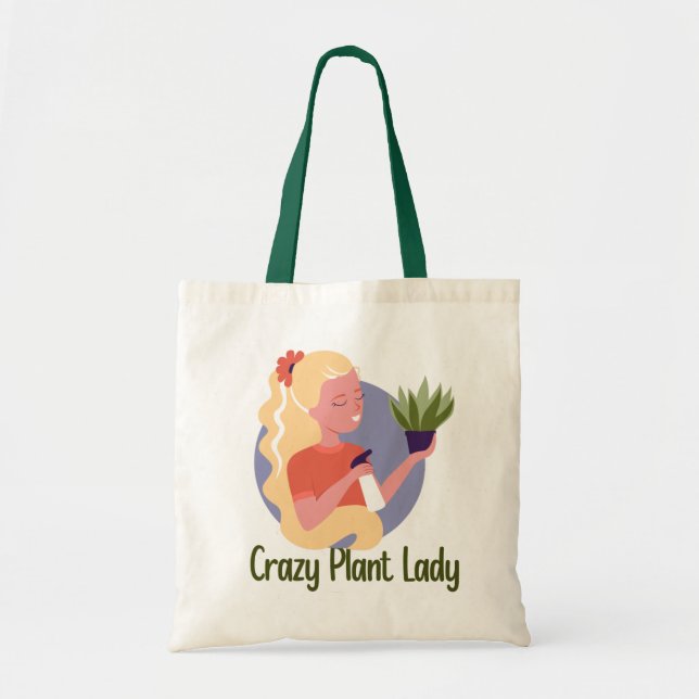 Crazy Plant Dam Tote Bag Tygkasse (Framsidan)