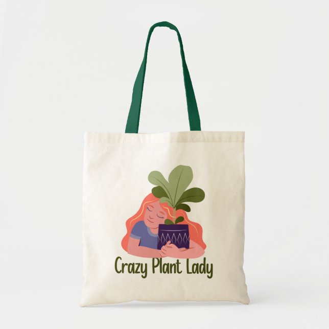 Crazy Plant Dam Tote Bag Tygkasse (Framsidan)