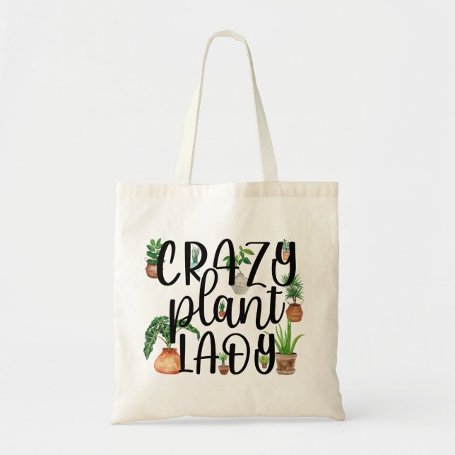 Crazy Plant Dam Tote Bag Tygkasse (Framsidan)