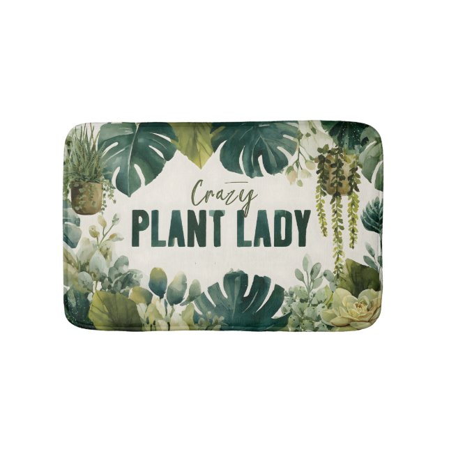 Crazy Plant Dam Typography Banner med vattenfärg Badrumsmatta (Framsidan)
