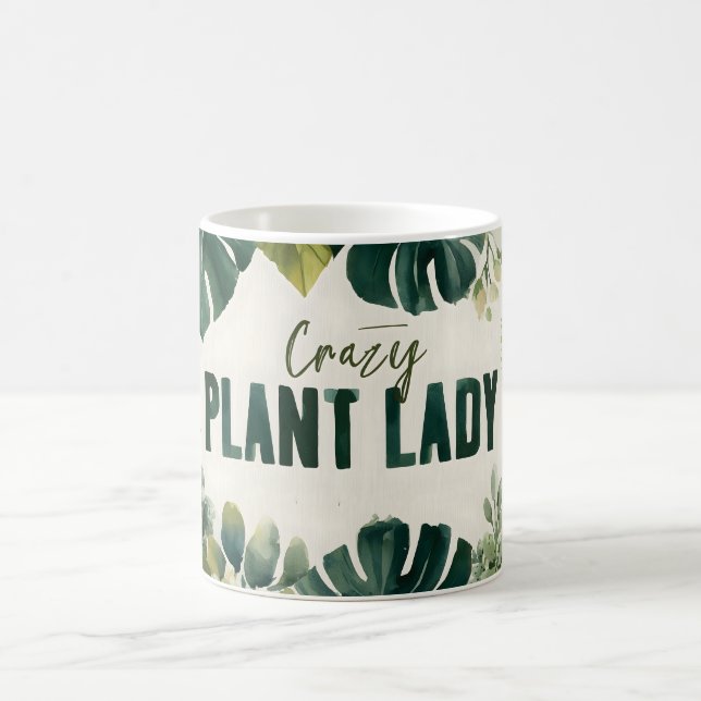 Crazy Plant Dam Typography Banner med vattenfärg Kaffemugg (Center)