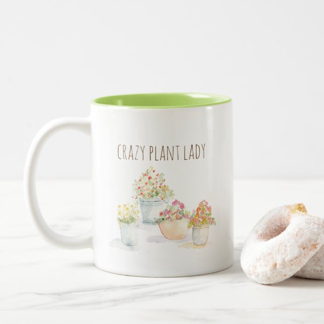 Crazy Plant Dam Watercolor Mugg (Med munk)
