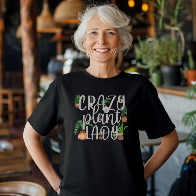 Crazy Plant Dam Women's T-Shirt with Poted Plant (Skapare uppladdad)