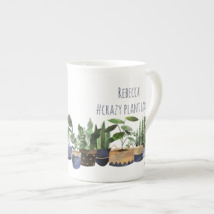 Crazy Plant Lady Krukväxt & Kaktus  Benporslin Mugg