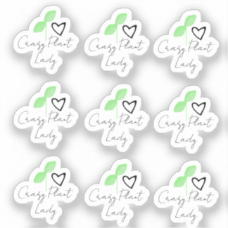 Crazy Plant Lady Leaf Heart Skrift Klistermärken