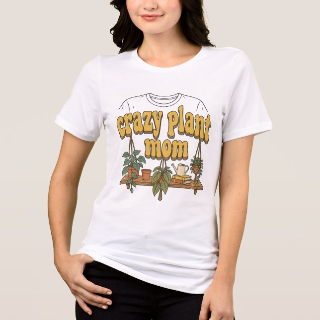 Crazy Plant Mom Retro Groovy Växtställ Tröja (Framsida)