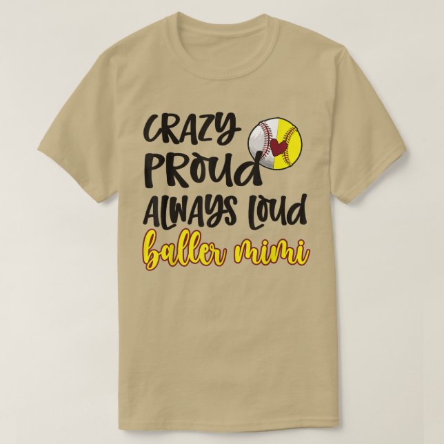 Crazy Proud Softball Baseball Mimi Grandma T-Shirt (Design framsida)