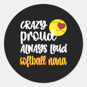 Crazy Proud Softball Nana Softball Grandma Nana Runt Klistermärke