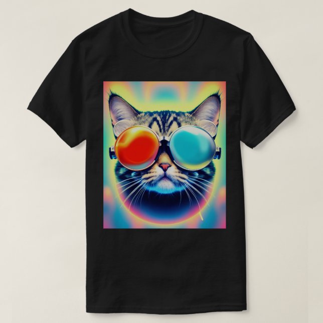 Crazy Psychedelic Psychonaut Kattunge White T Shirt (Design framsida)