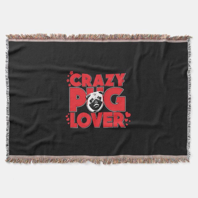 Crazy Pug Älskare Pug Owner Gift Filt (Framsidan)